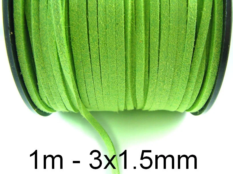 (1m)Snur Faux Suede. Latime: 3mm - Verde deschis