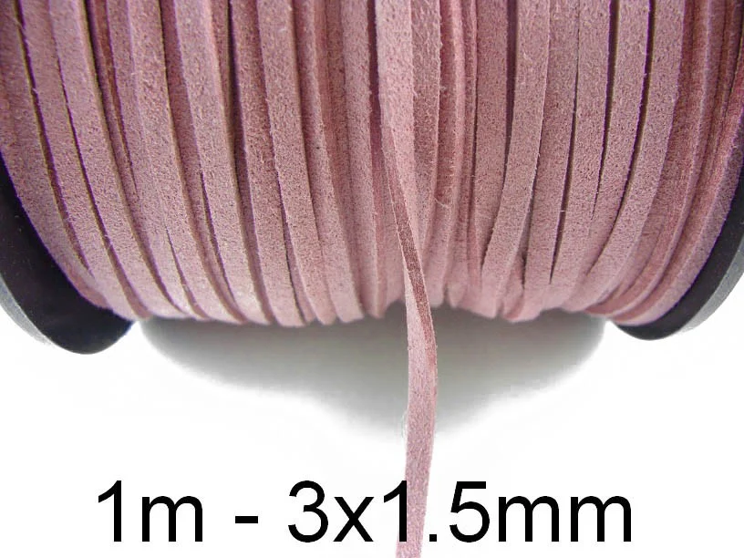 (1m)Snur Faux Suede. Latime: 3mm - Roz vintage
