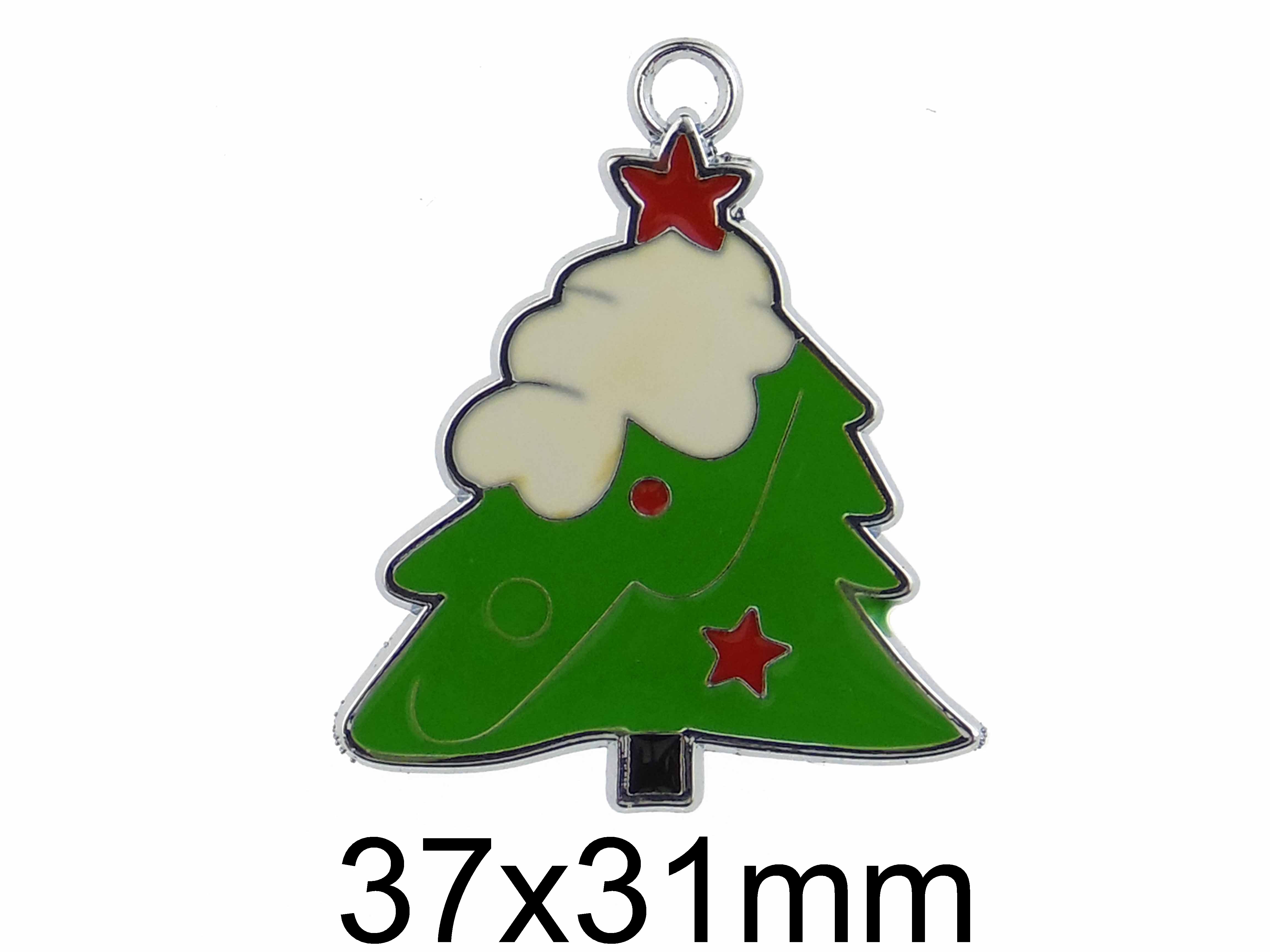 Charm Emailat Brad 37x31mm - xmas006