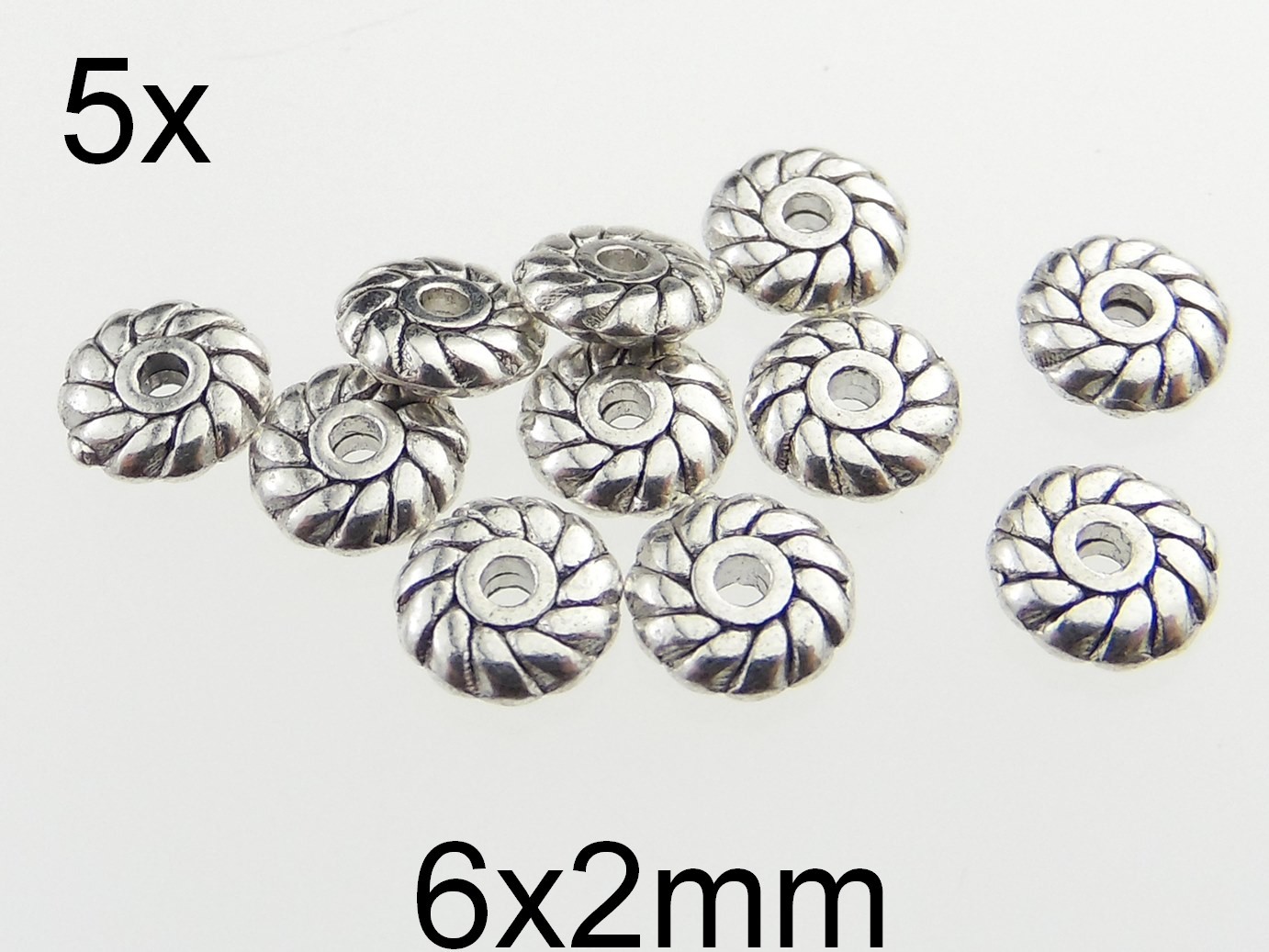(5b)Distantiere Rondele, Argint Tibetan