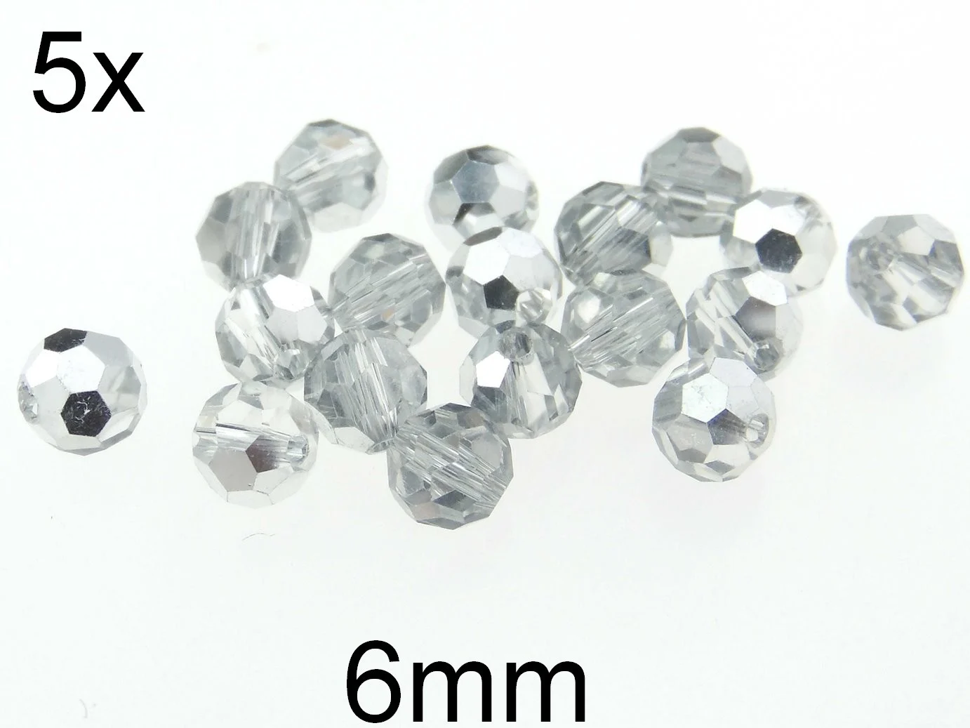(5b)Cristale sferice din sticla, fatetate si transparente 6mm