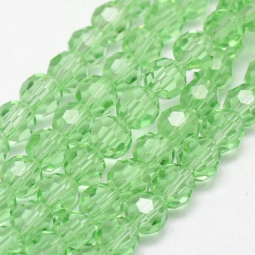 Șirag Mărgele Sticlă Fațetate Verde Pal 6mm