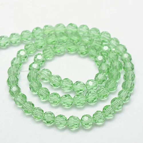 Șirag Mărgele Sticlă Fațetate Verde Pal 6mm