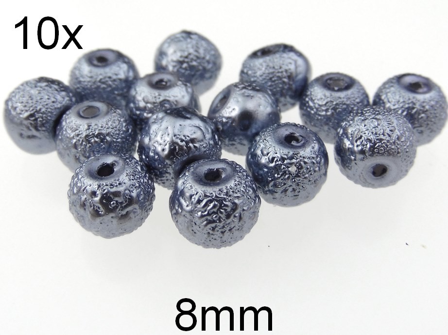 (10b)Perle mate si texturate din sticla 8mm