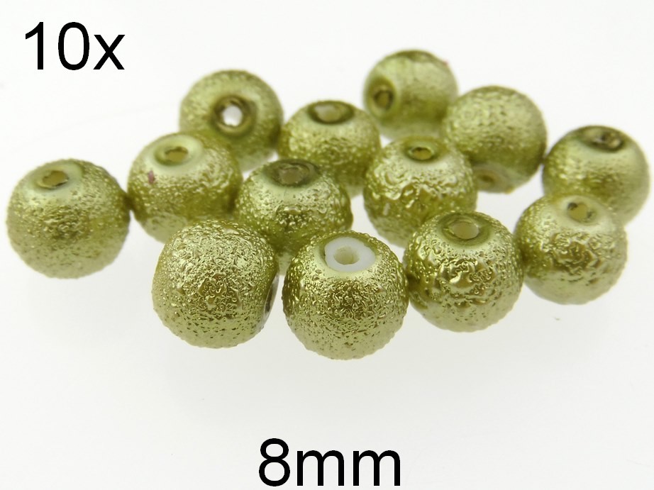 (10b)Perle mate si texturate din sticla 8mm
