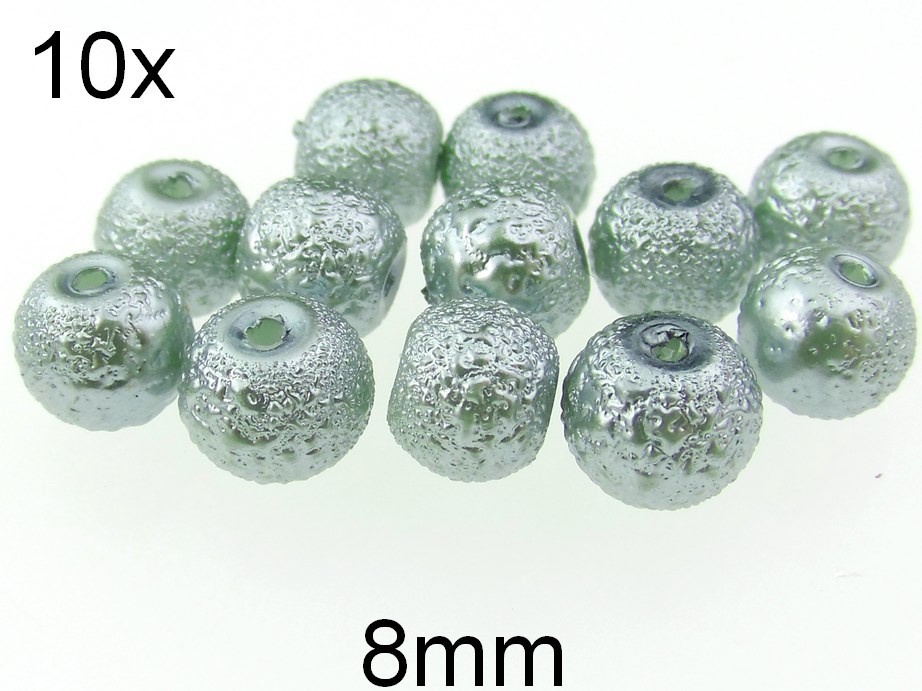 (10b)Perle mate si texturate din sticla 8mm