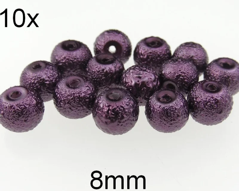 (10b)Perle mate si texturate din sticla 8mm