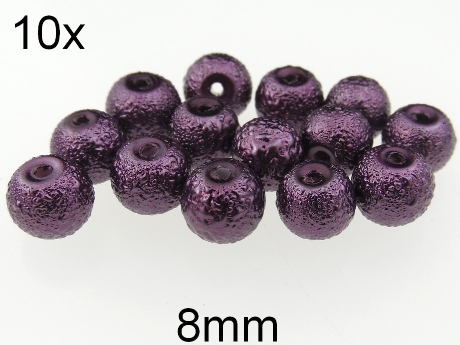 (10b)Perle mate si texturate din sticla 8mm