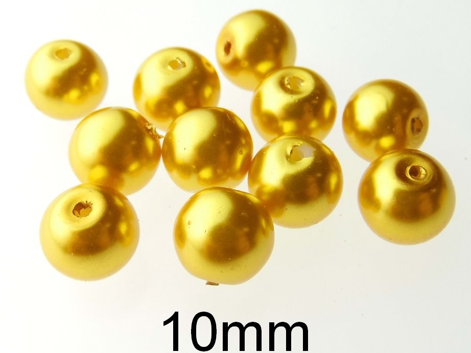 Perle aurii sidefate din sticla 10mm