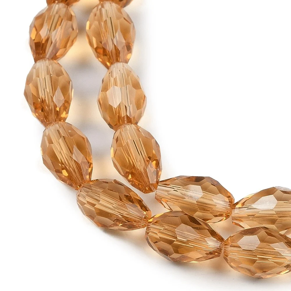 Margele cristal lacrima fatetata- 6x4mm - Amber - sirag