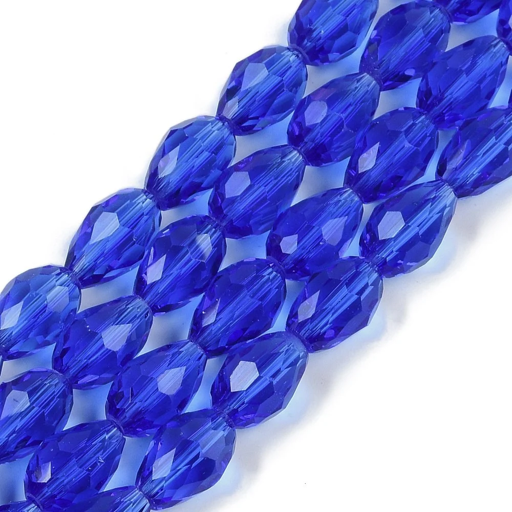 Margele cristal lacrima fatetata- 6x4mm -Albastru- sirag