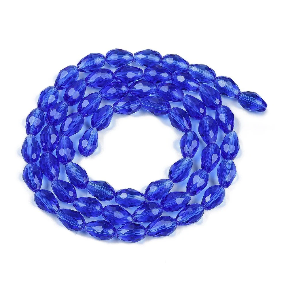 Margele cristal lacrima fatetata- 6x4mm -Albastru- sirag