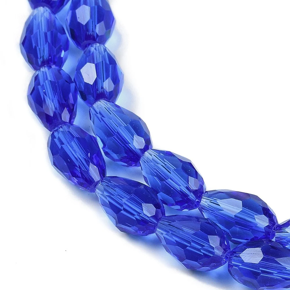 Margele cristal lacrima fatetata- 6x4mm -Albastru- sirag
