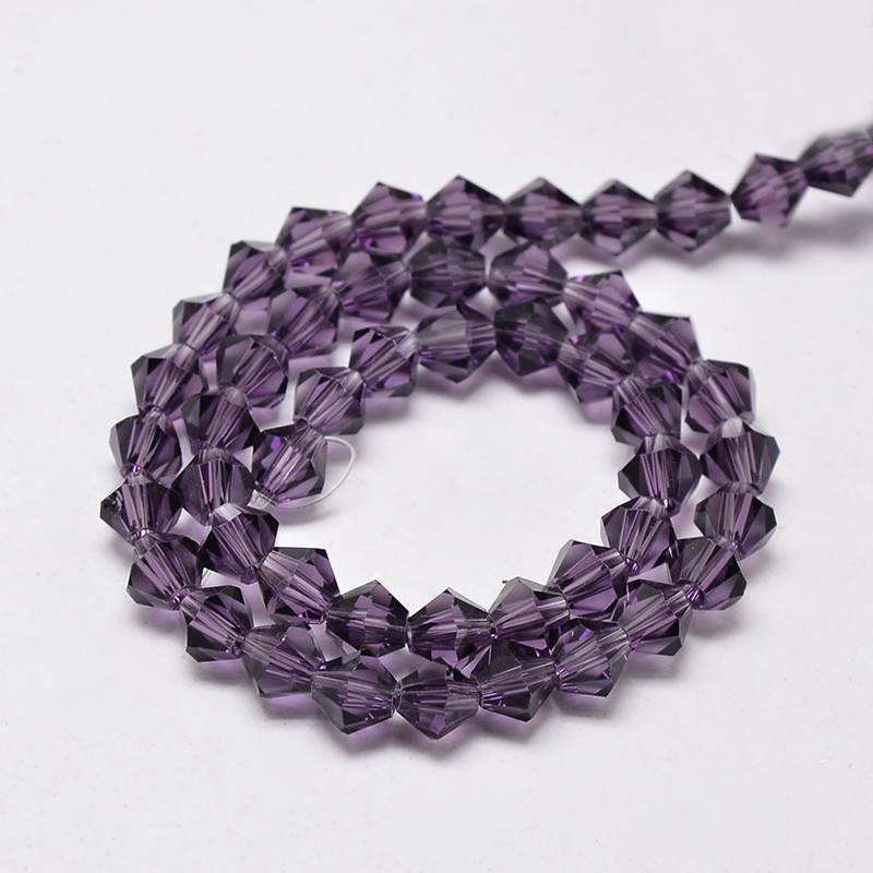 Cristale fatetate biconice 6x6mm - Mov inchis - sirag