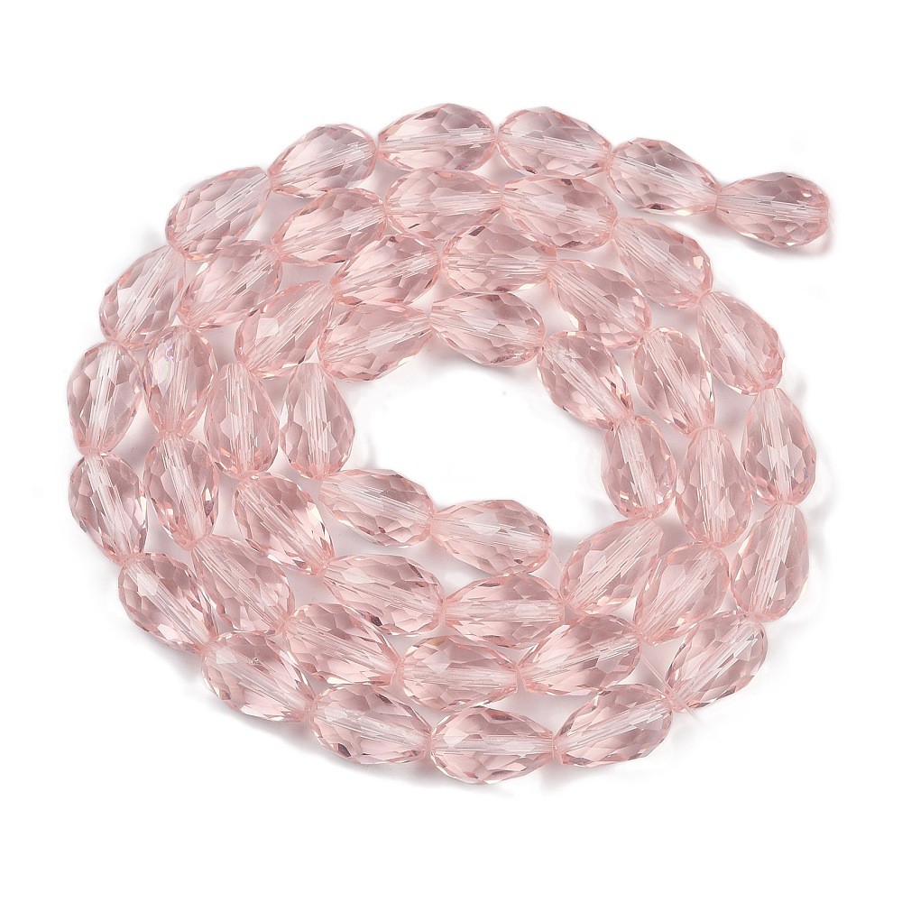 Margele cristal lacrima fatetata- 8x6mm - Roz- sirag