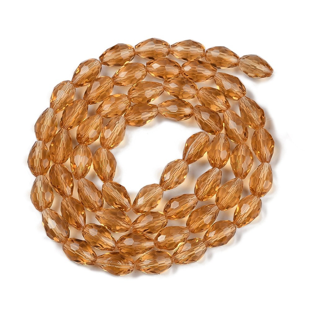 Margele cristal lacrima fatetata- 8x6mm - Miere- sirag