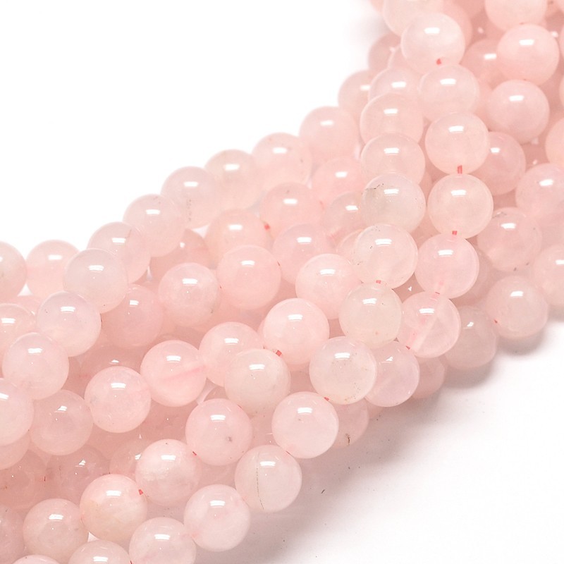 Margele Cuart Roz Natural, 6mm Milky Pink