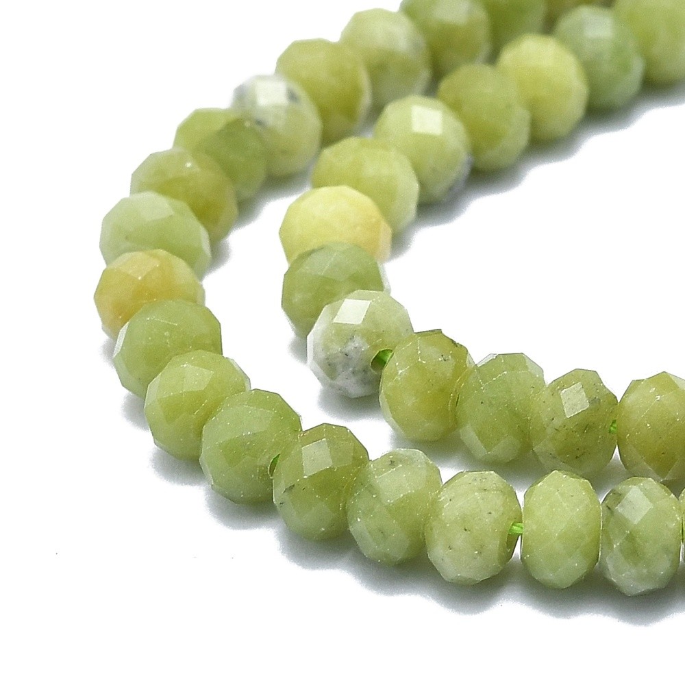 Peridot Natural, Rondele fatetate 6x4mm