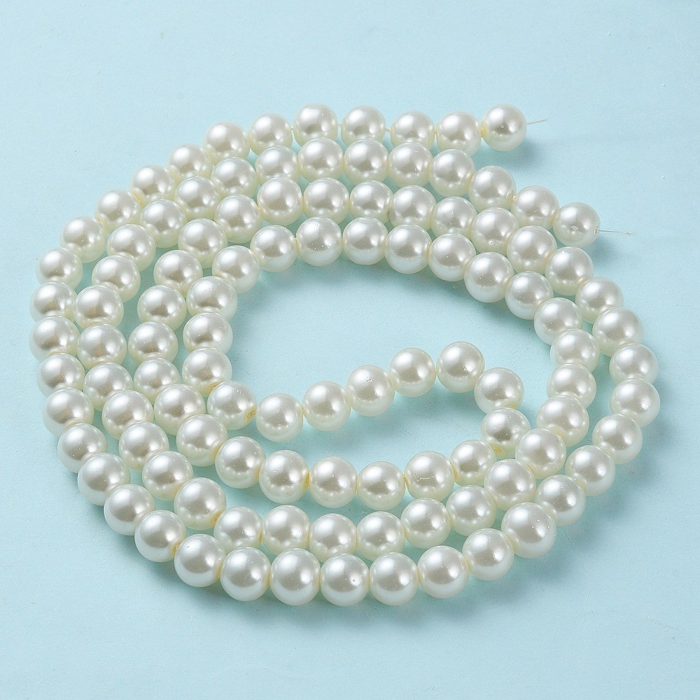 (sirag)Perle sidefate din sticla 8mm - Ivory