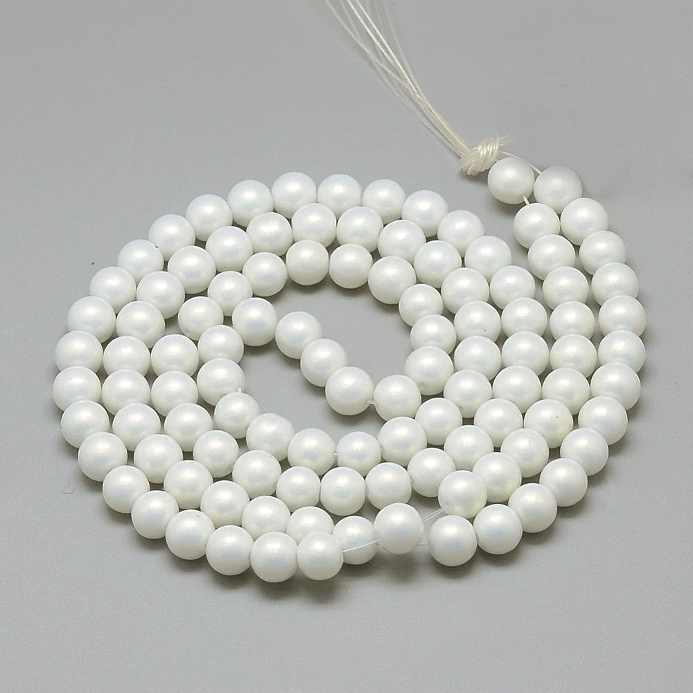 (sirag)Perle sidefate din sticla 8mm - Alb Perlat