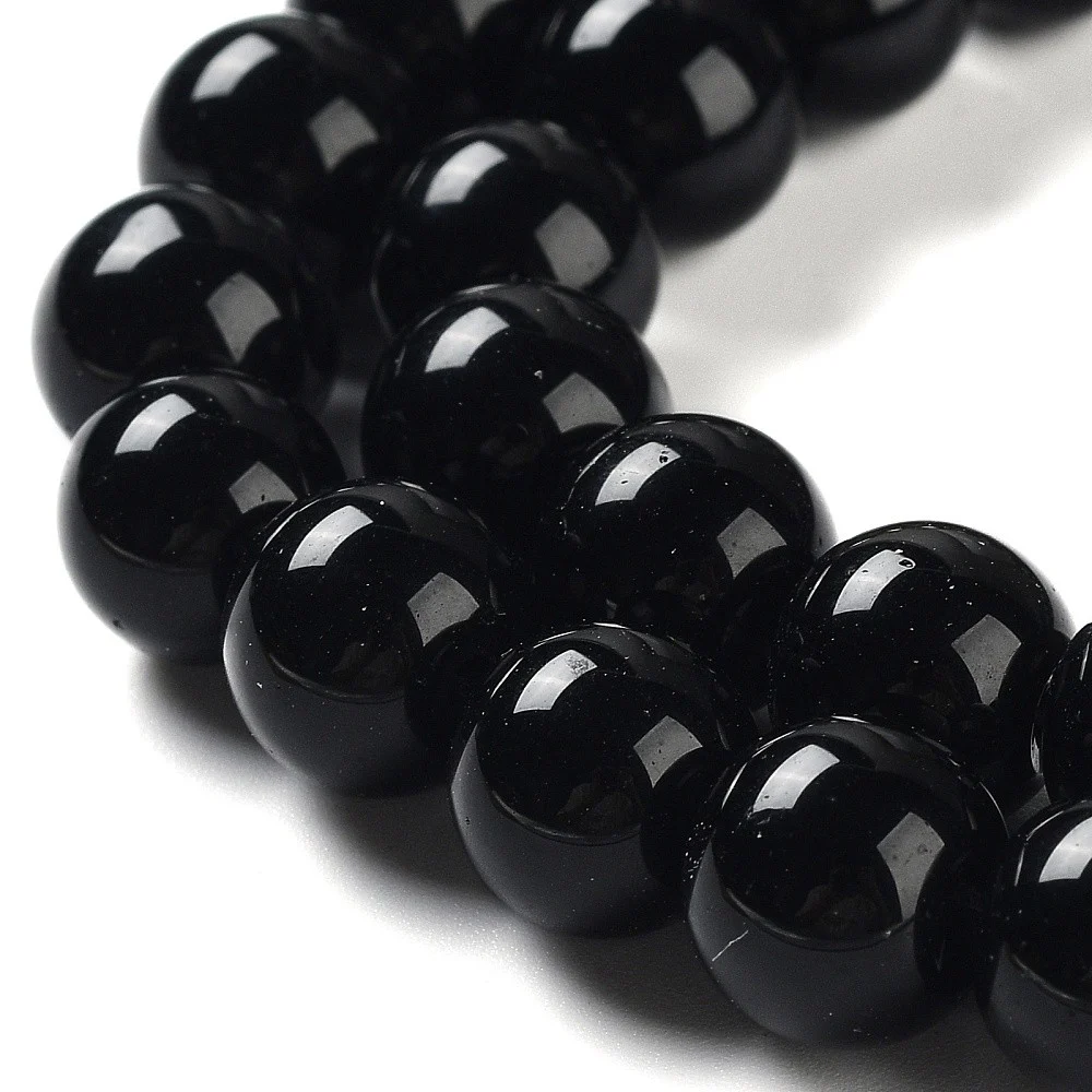 (sirag)Perle lucioase din sticla 10mm - Negre