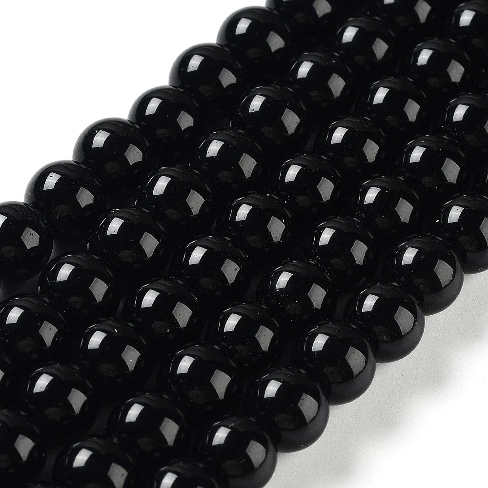 (sirag)Perle lucioase din sticla 10mm - Negre