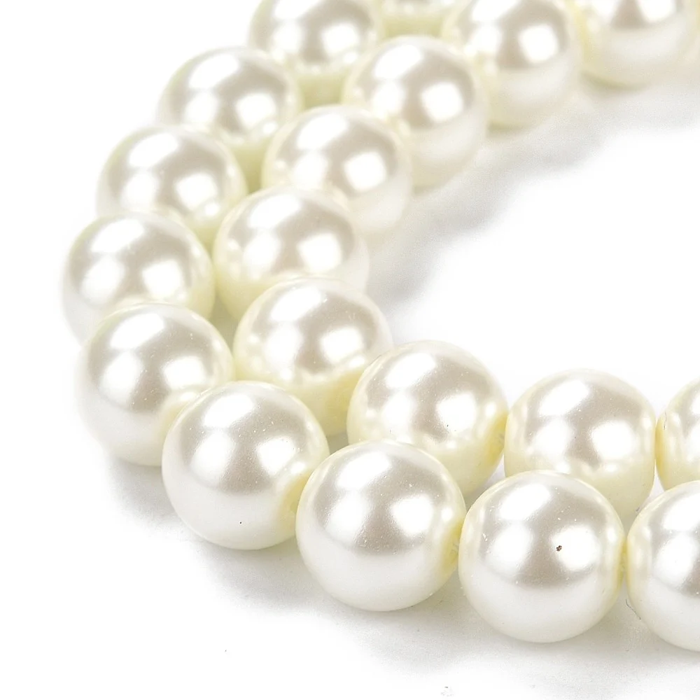 (1buc)Perle sidefate din sticla Eco- friendly 10mm - Alb Sidefat/ Ivory