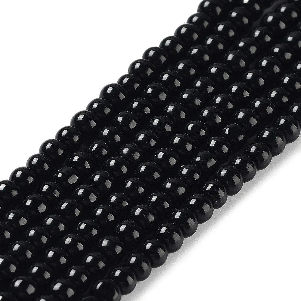 (sirag)Perle din sticlă lucioase negre 6 mm - imagine 5