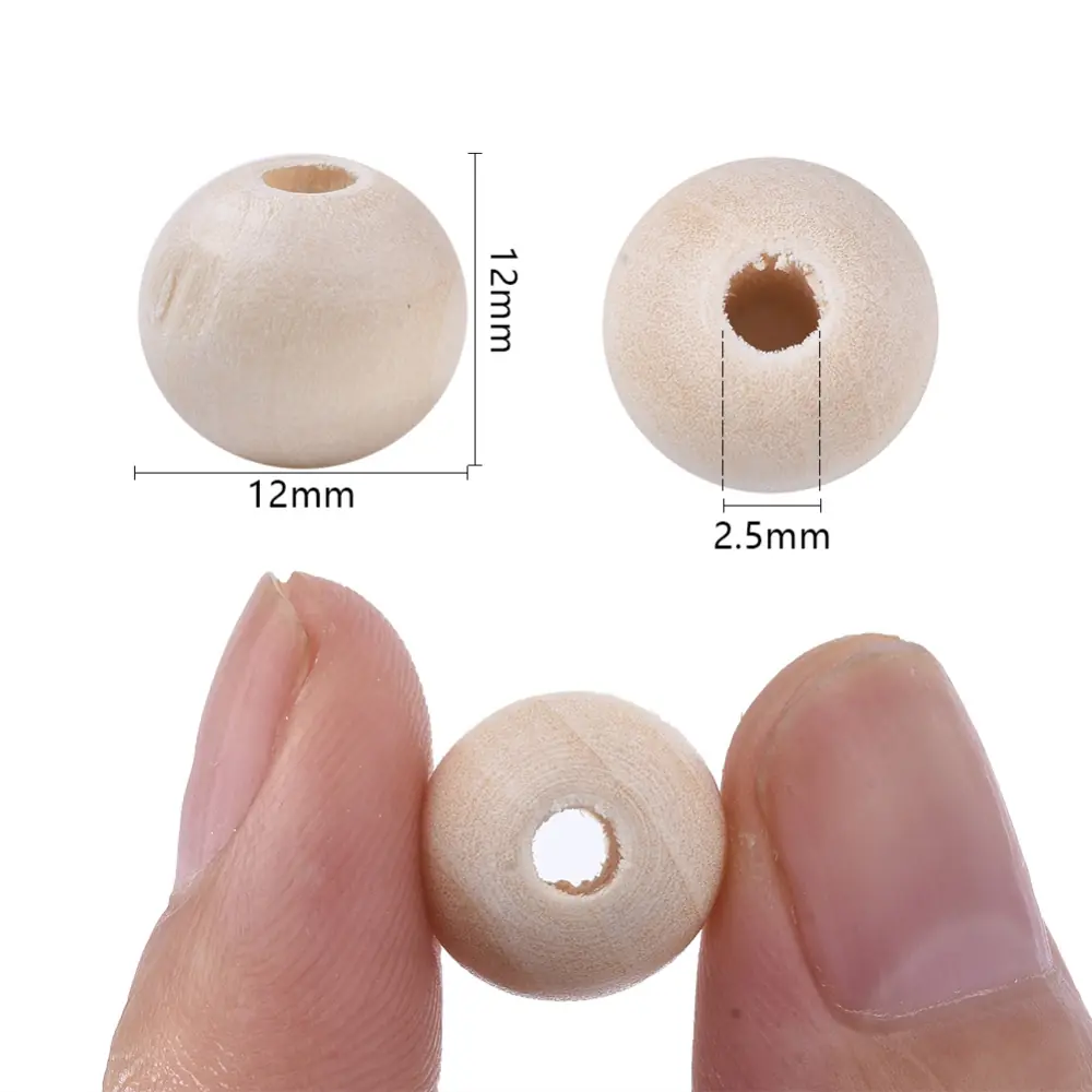 Mărgele din Lemn Natur 12mm – Alb Floral - imagine 5