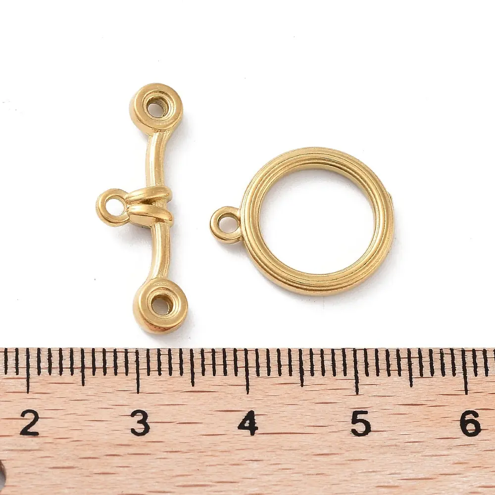 Închizătoare Toggle Rotundă Placată cu Aur 18K 24mm - imagine 2