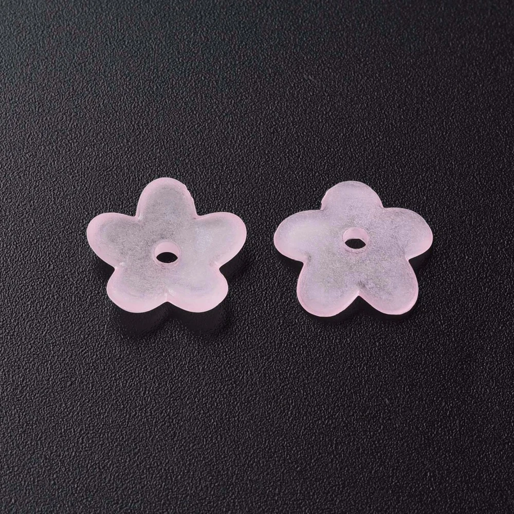 Mărgea Floare Acrilică Roz Perlat 13mm