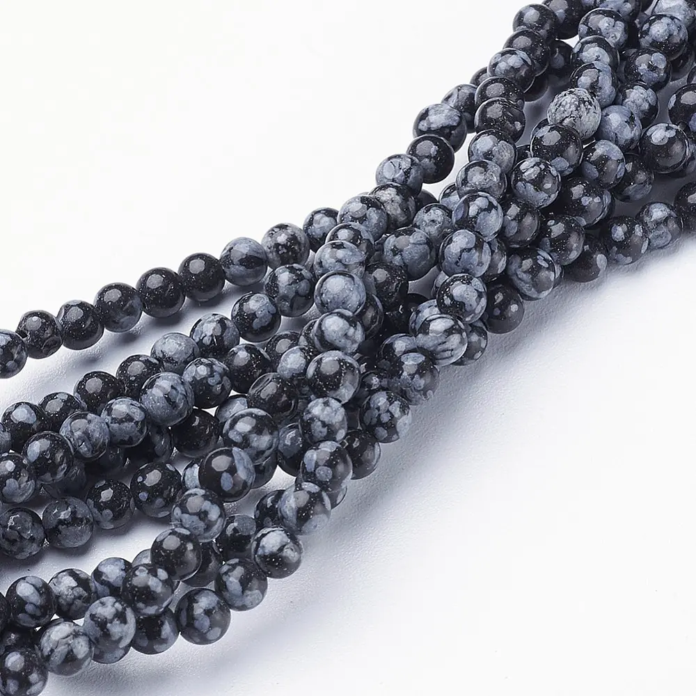 Mărgele Obsidian Snowflake Natural 4mm – Șirag