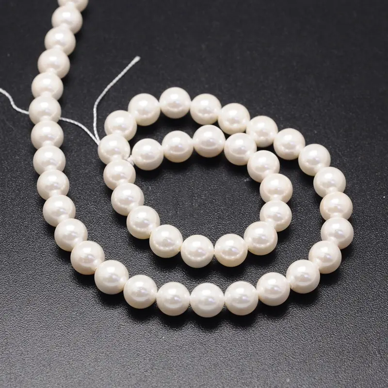 Perle Albe Premium din Sidef 6mm – Șirag