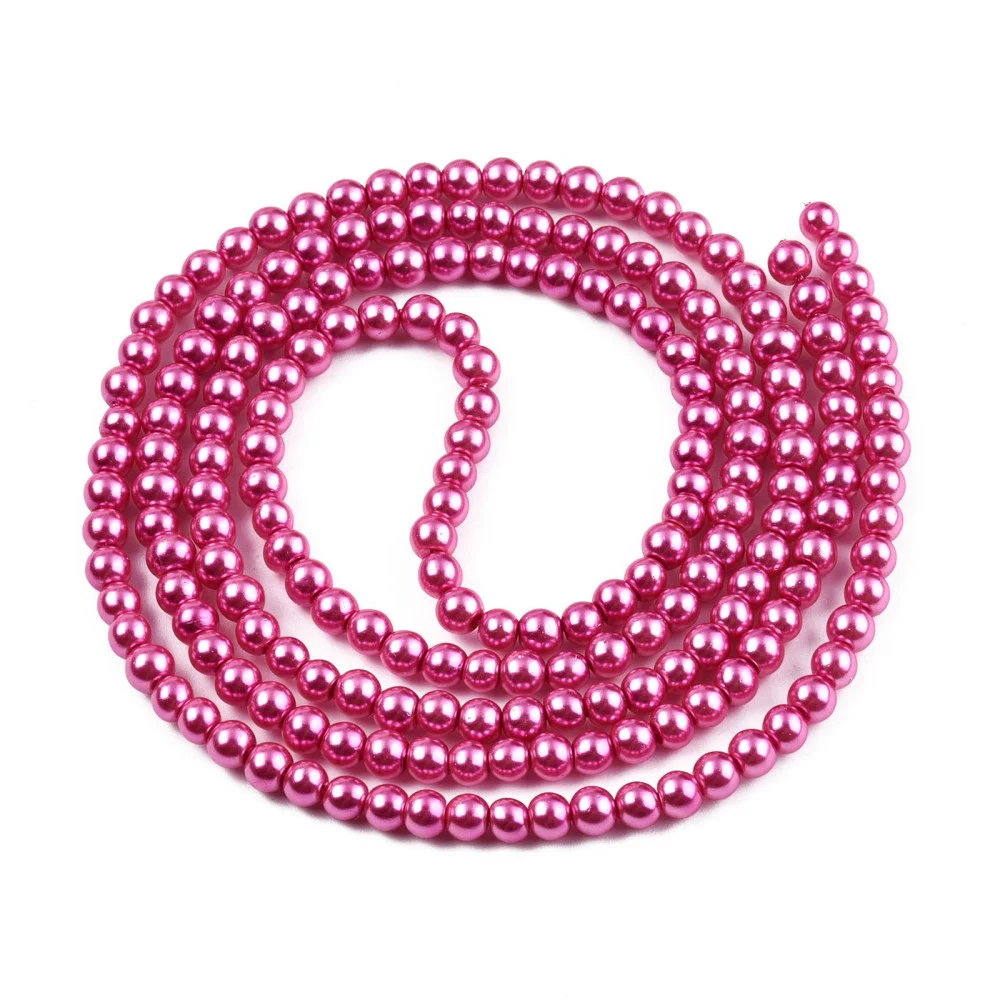 Șirag Perle din Sticlă Roz Intens 4-5mm