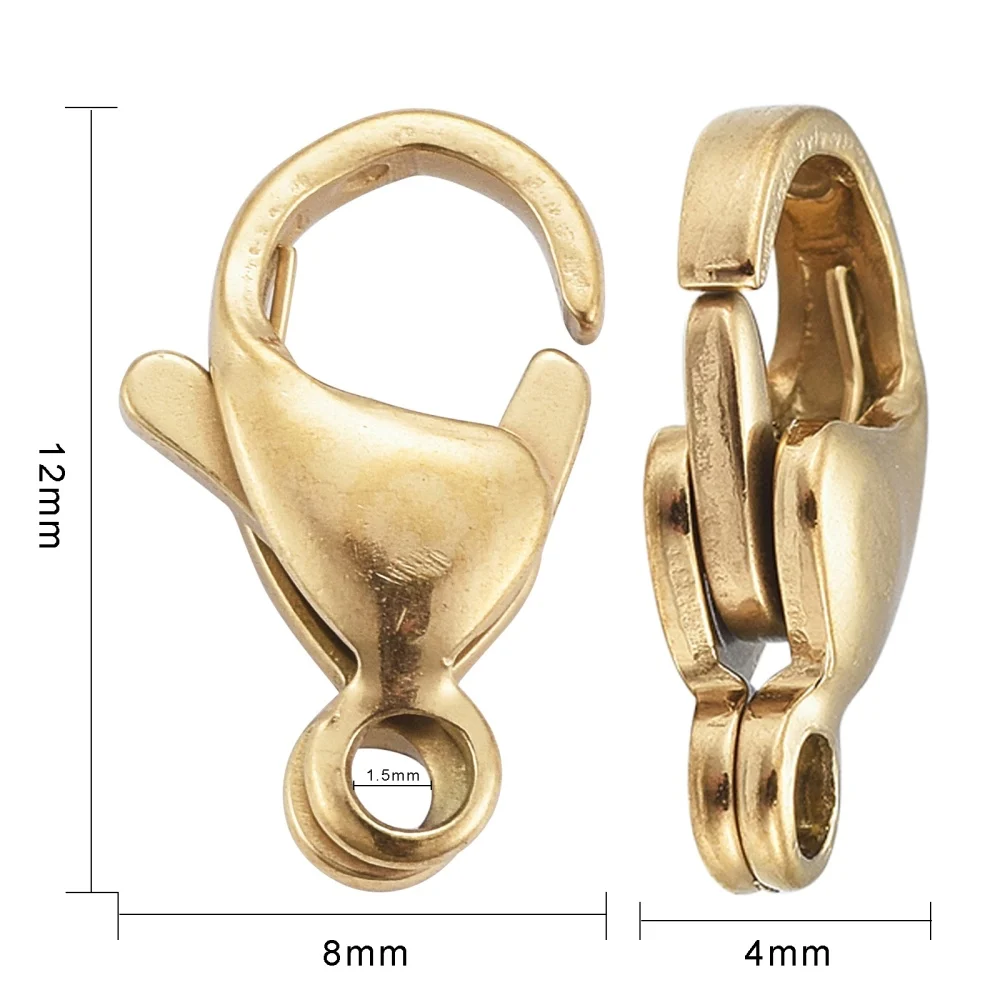 Carabină din oțel inoxidabil 304, placată cu aur 18K, 13 mm - imagine 2