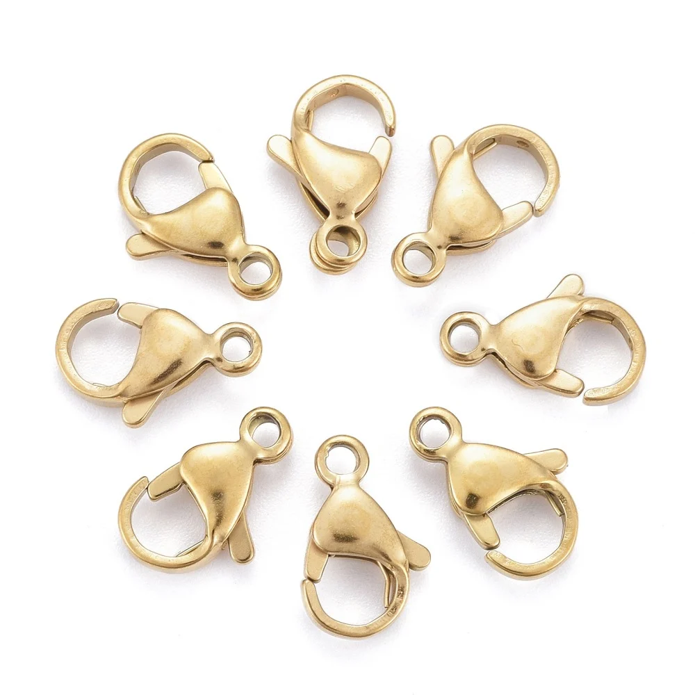 Carabină din oțel inoxidabil 304, placată cu aur 18K, 13 mm - imagine 3