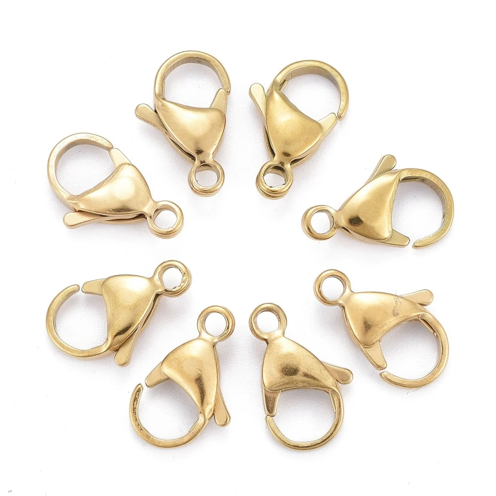 Carabină din oțel inoxidabil 304, placată cu aur 18K, 15x9 mm - imagine 3