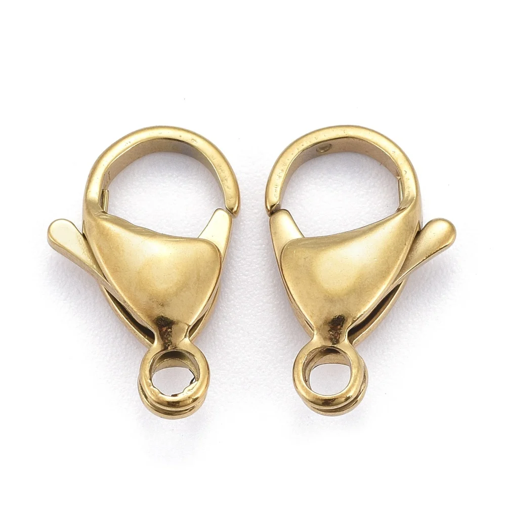 Carabină din oțel inoxidabil 304, placată cu aur 18K, 15x9 mm - imagine 4