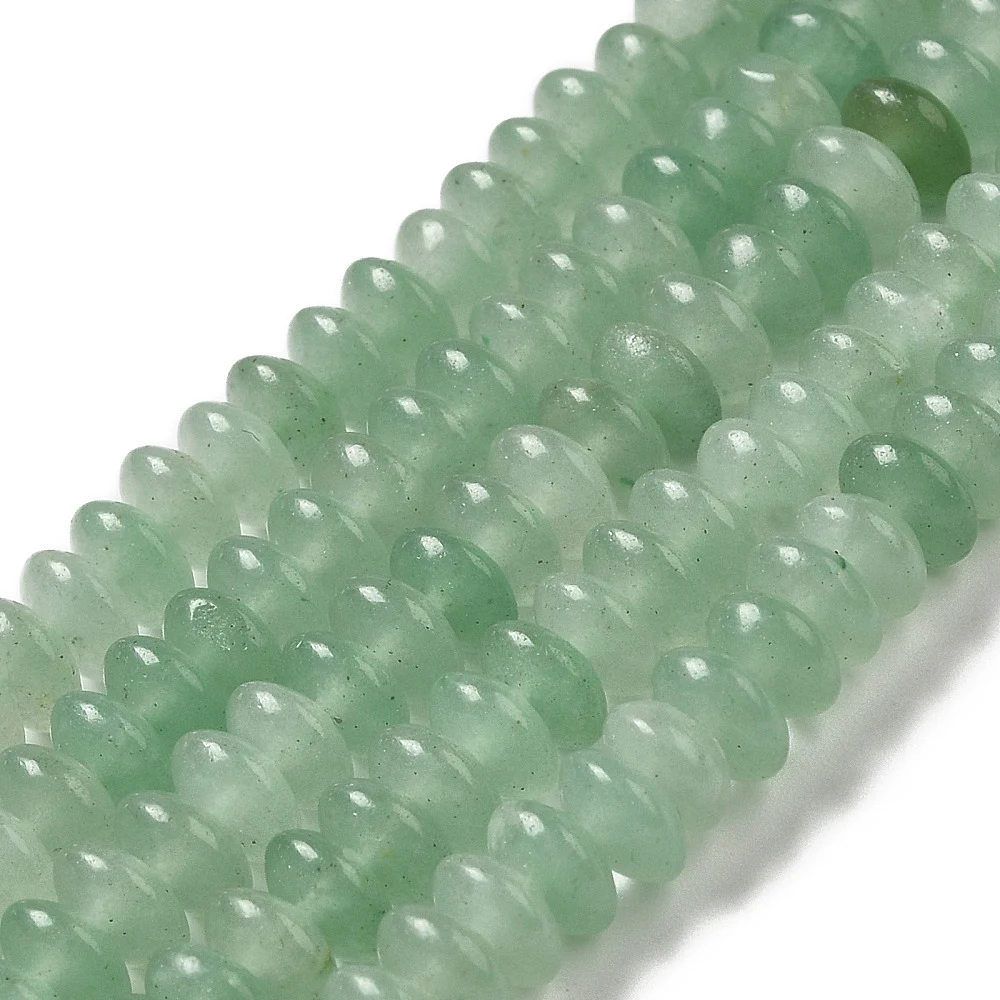 Mărgele Aventurin natural verde, rondelă 6,5 × 3 mm – șirag - imagine 3