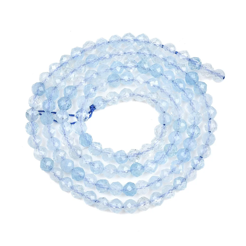 Acvamarin natural AA fațetat, sferă 3,5 mm – șirag
