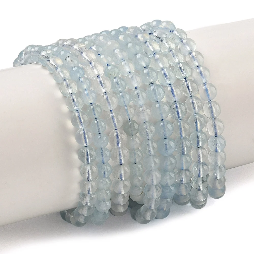 Acvamarin natural, sferă 4–5 mm – șirag - imagine 3