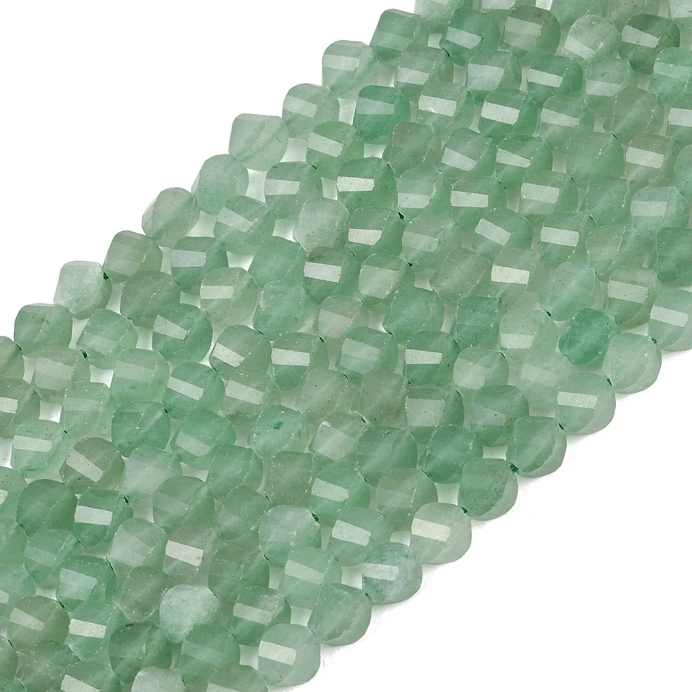 Aventurin natural verde fațetat, twist 6 mm – șirag - imagine 3