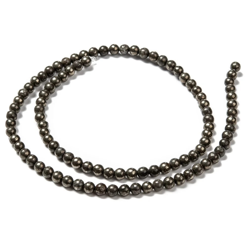 Pirită naturală, sferă 4 mm – șirag