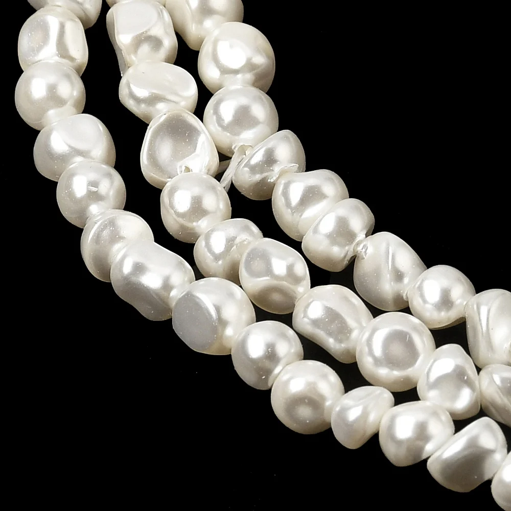 Mărgele premium din scoică, aspect de perlă ivory, nuggets 3–5 mm – șirag - imagine 2