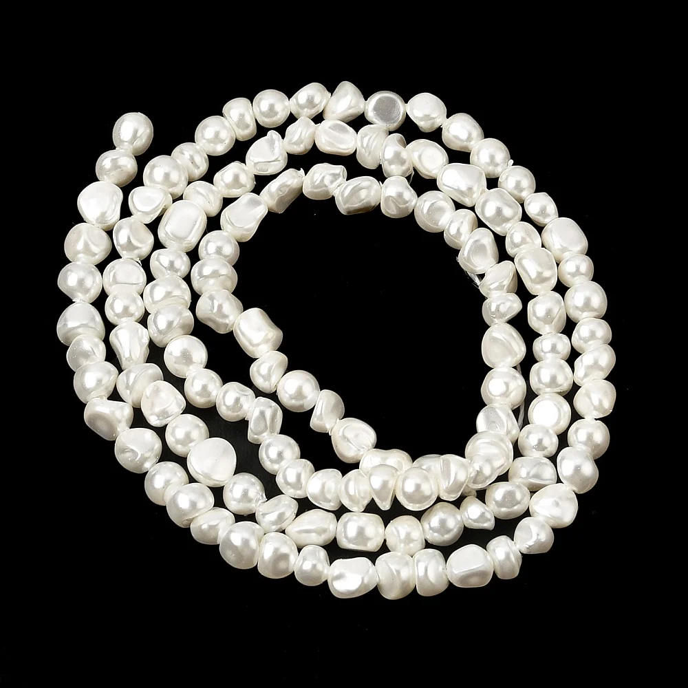 Mărgele premium din scoică, aspect de perlă ivory, nuggets 3–5 mm – șirag - imagine 4